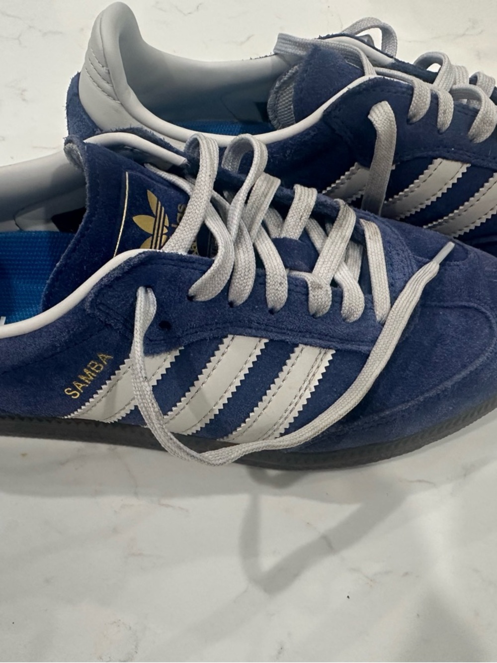 Adidas Men's Samba Blue Suede Casual Sneakers with White Stripes - Picture 2 of 6